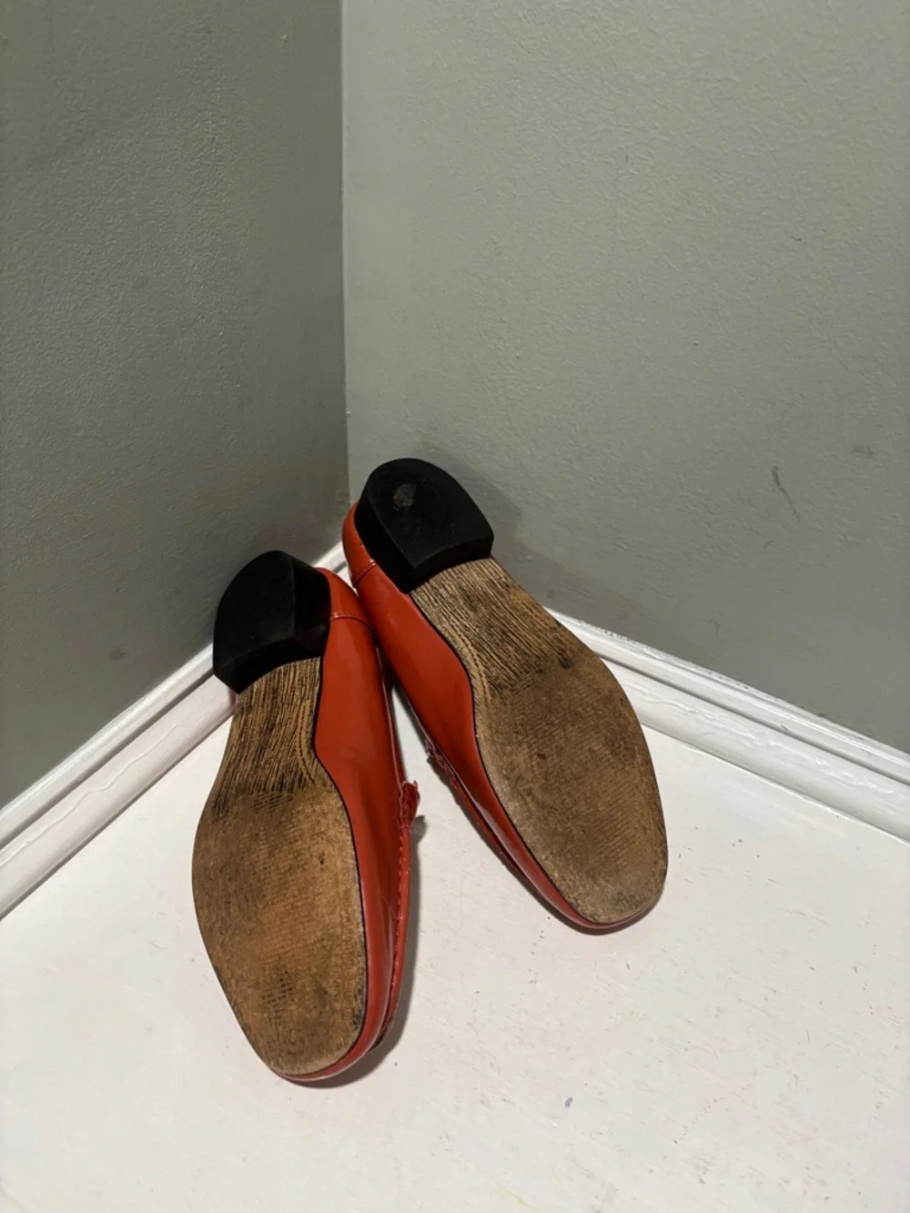 Nine West Red/Orange Patent Leather Penny Loafers-size 7.5 - Picture 6 of 6
